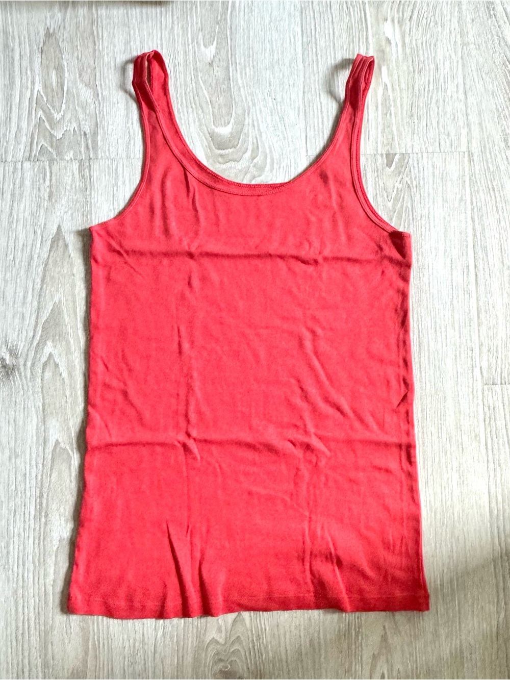 Eileen Fisher Organic Cotton Baby Rib Tank Top S Coral Cami Scoop Neck Jersey